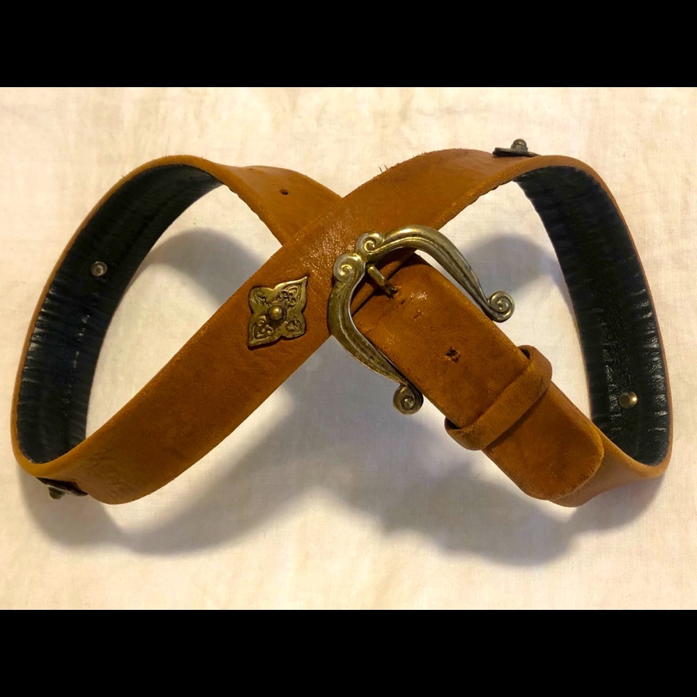 Vintage Brown Belt with Brass Details